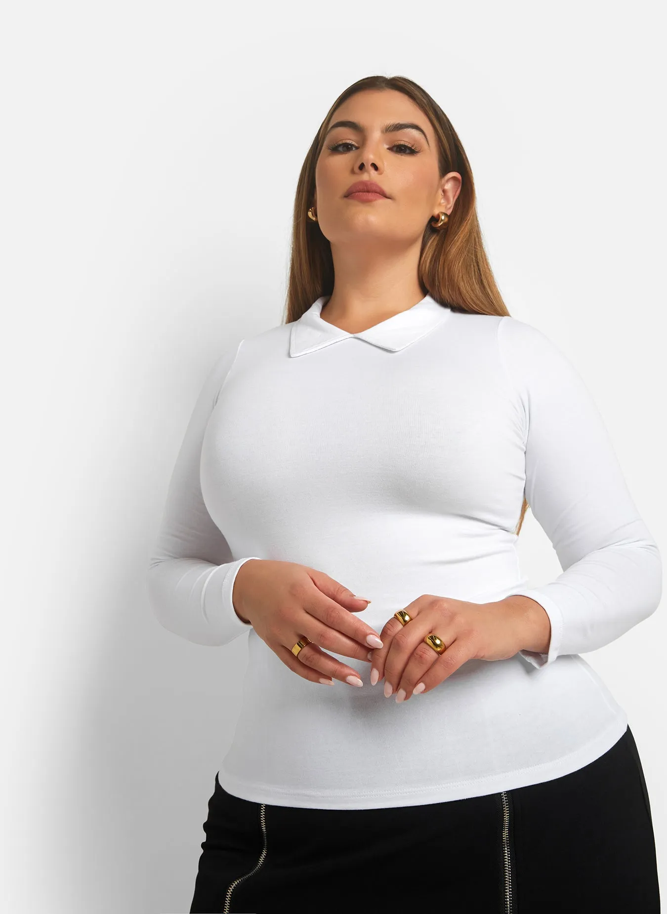 Riley Collared Long Sleeve Top sold by Rebdolls