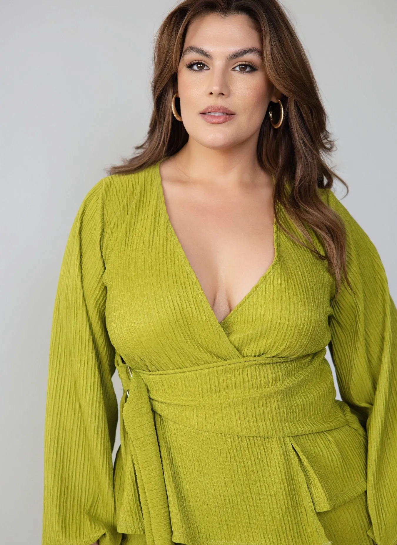 Zayne Puff Sleeve Wrap Top sold by Rebdolls