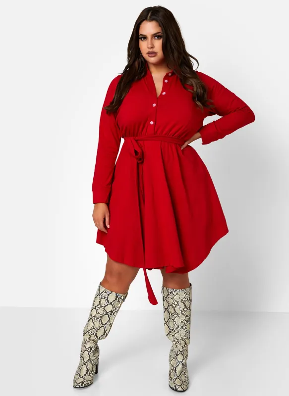 The Best Of Me Button Down Skater Mini Dress sold by Rebdolls