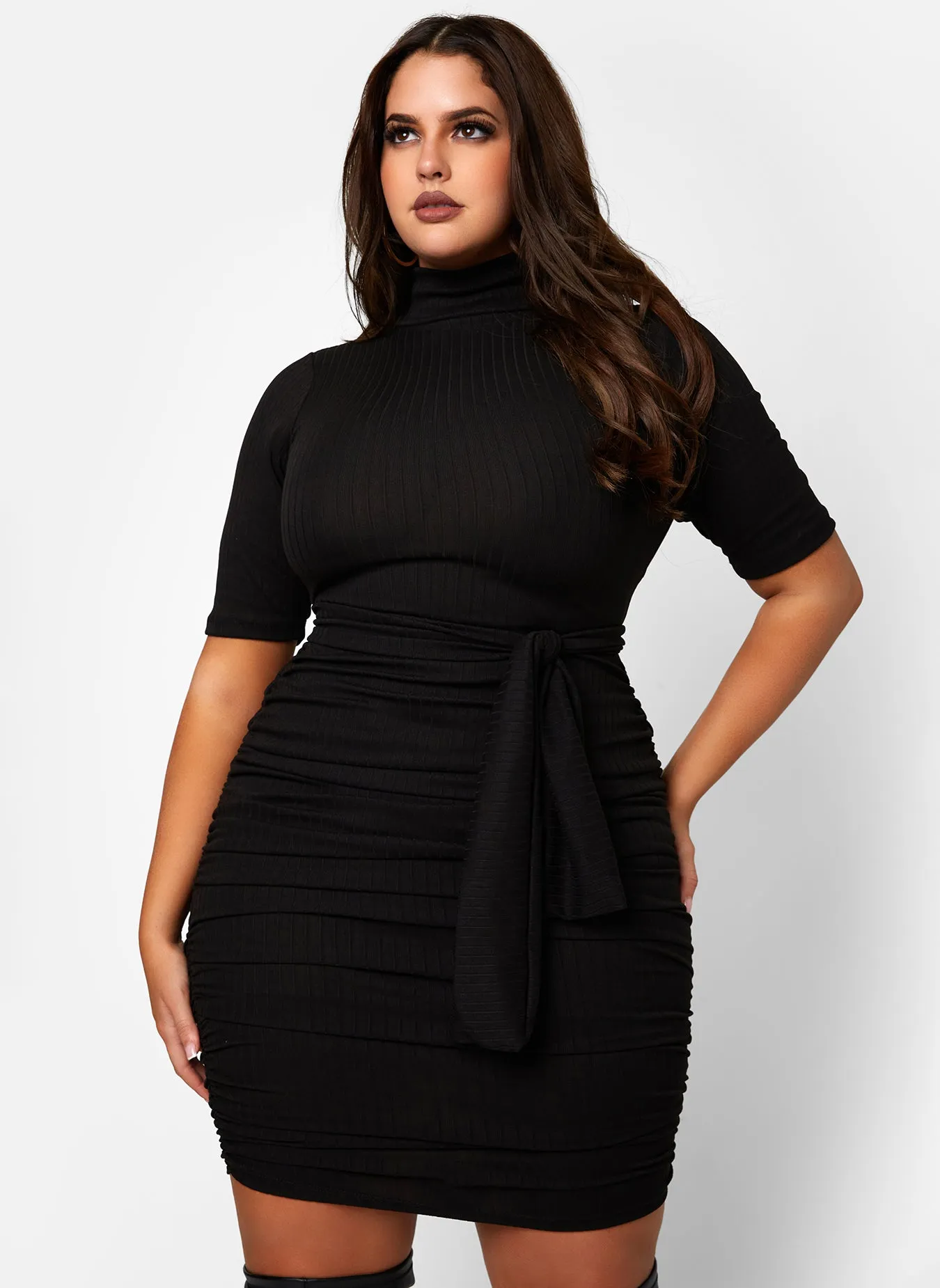 Want You Back Belted Turtleneck Bodycon Mini Dress sold by Rebdolls