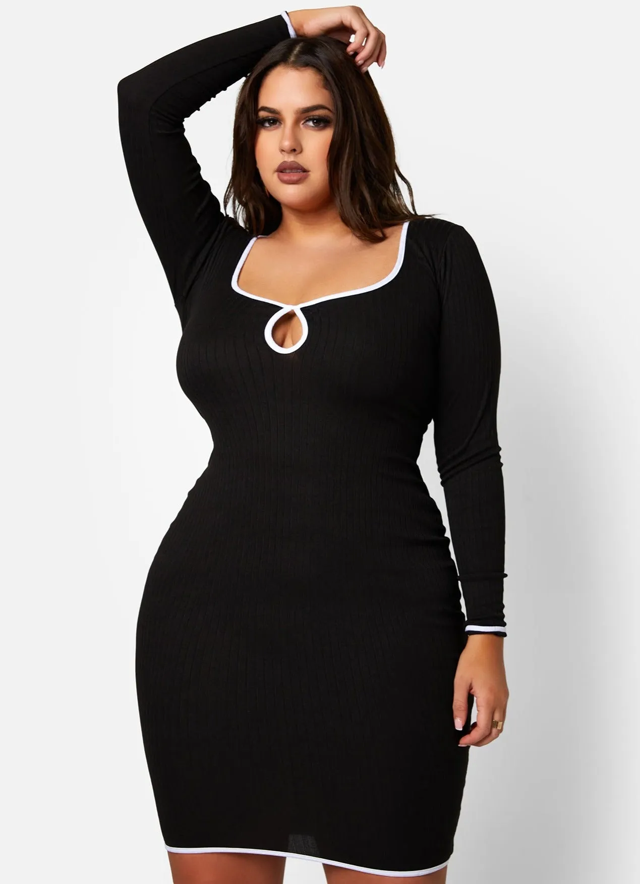 Only Lust Ribbed Keyhole Bodycon Mini Dress sold by Rebdolls