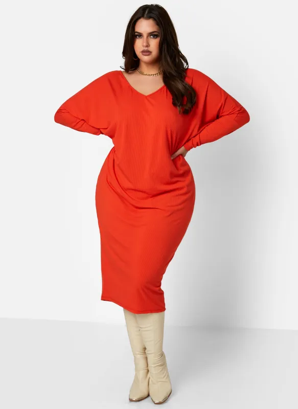 Adore You Ribbed Oversized Open Back Midi Dress sold by Rebdolls