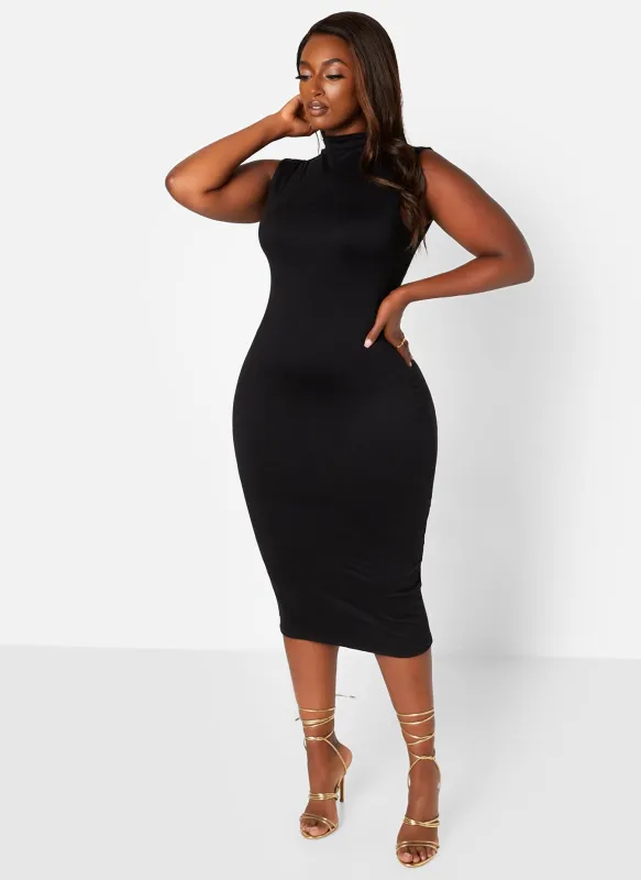 Giving Body Turtleneck Sleeveless Midi Bodycon Dress sold by Rebdolls