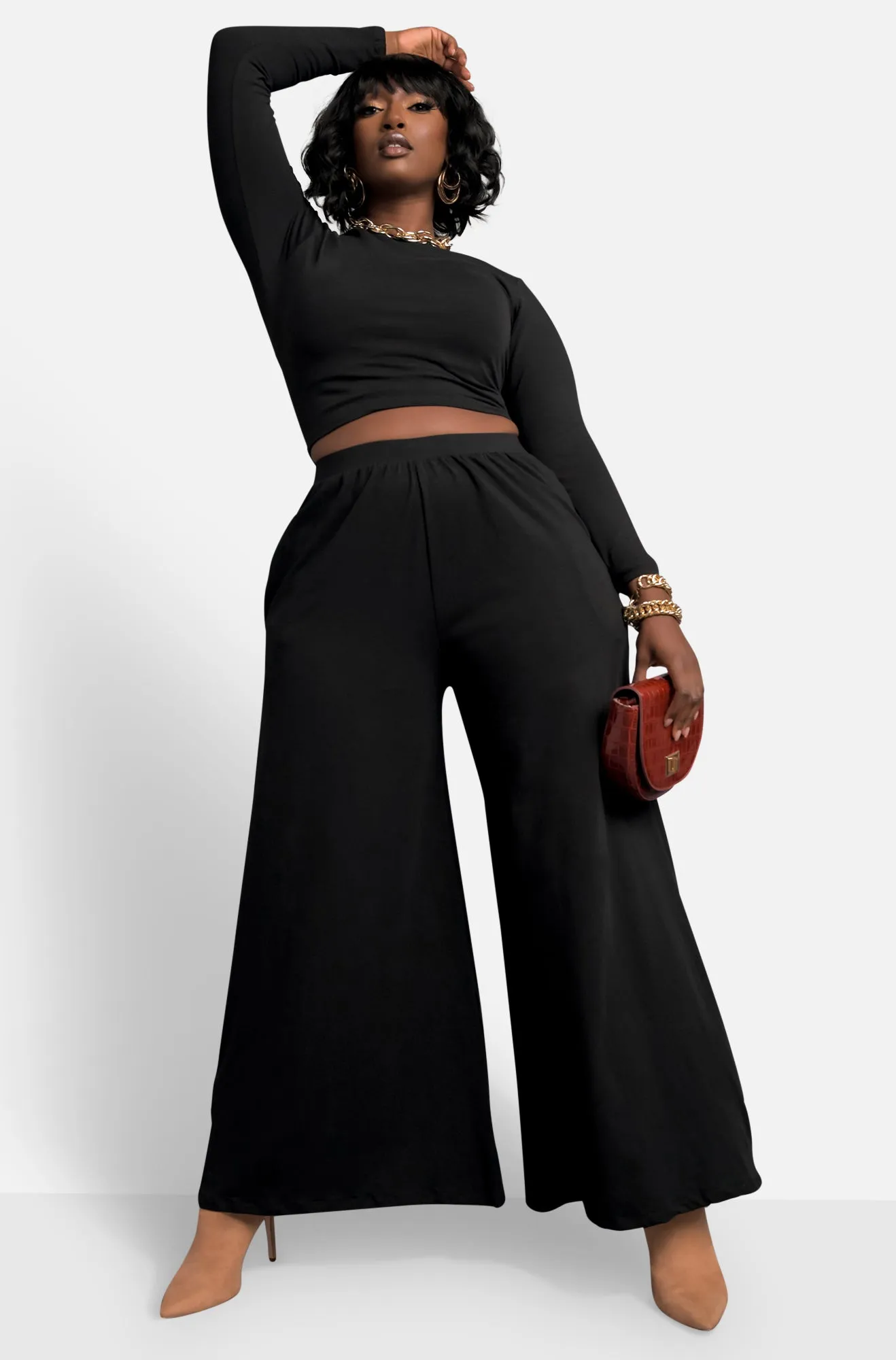 Essential Long Sleeve Crop Top & Pant Set sold by Rebdolls product image thumbnail 2