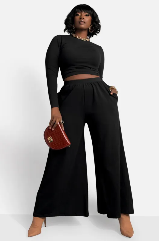 Essential Long Sleeve Crop Top - Black sold by Rebdolls