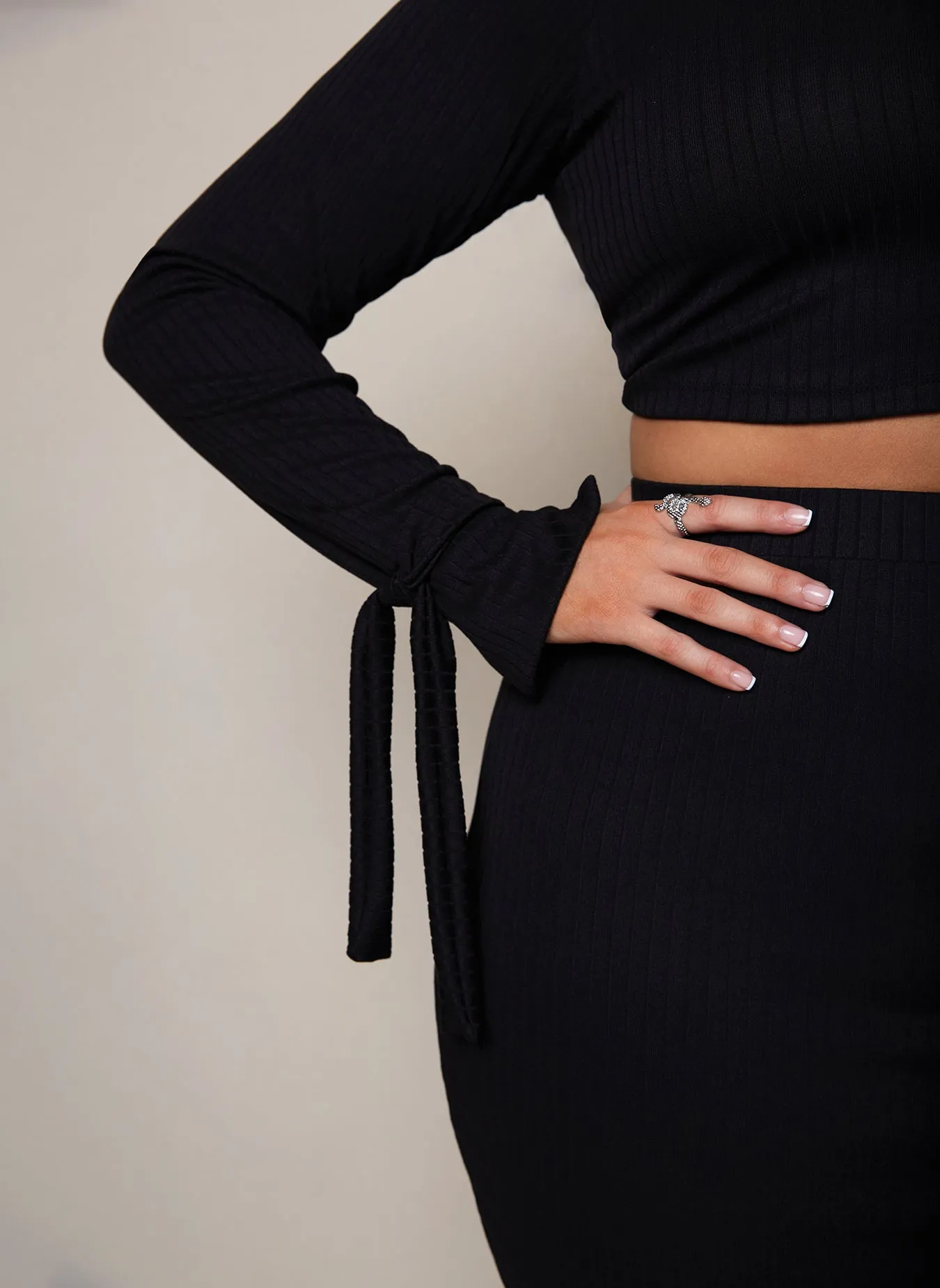 Come On Over Ribbed Tie Cuff Top sold by Rebdolls product image thumbnail 4