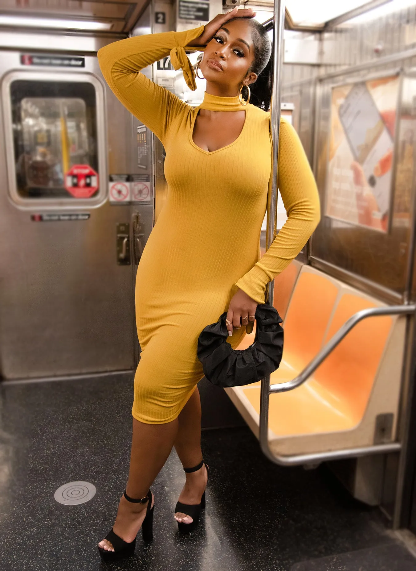 Best Dressed Ribbed Keyhole Tie Cuff Midi Bodycon Dress sold by Rebdolls product image thumbnail 2