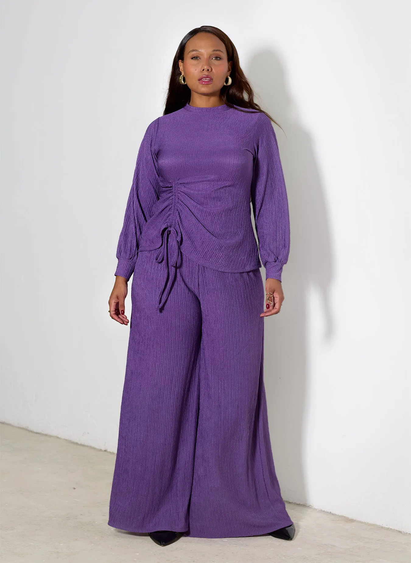 Nicole Textured Wide Leg Pants sold by Rebdolls product image thumbnail 2