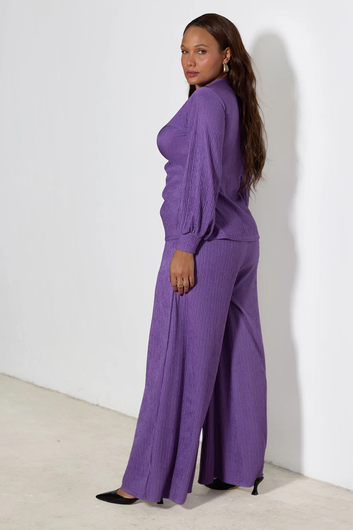 Nicole Textured Wide Leg Pants sold by Rebdolls product image thumbnail 5