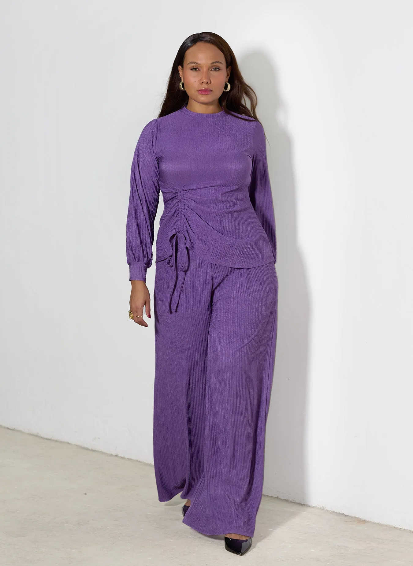 Nicole Textured Wide Leg Pants sold by Rebdolls