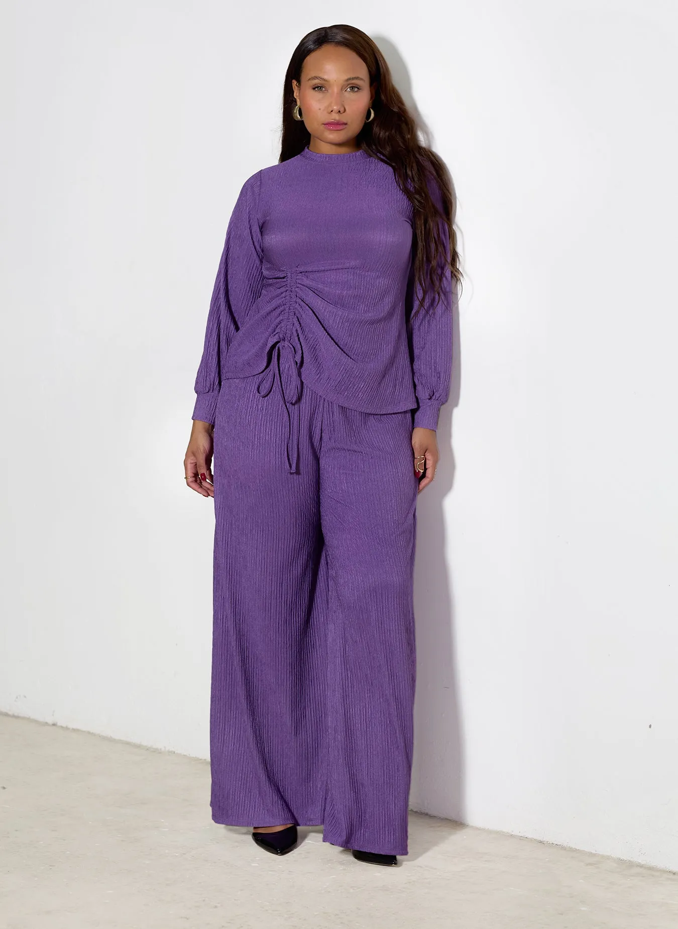 Nicole Textured Wide Leg Pants sold by Rebdolls product image thumbnail 3