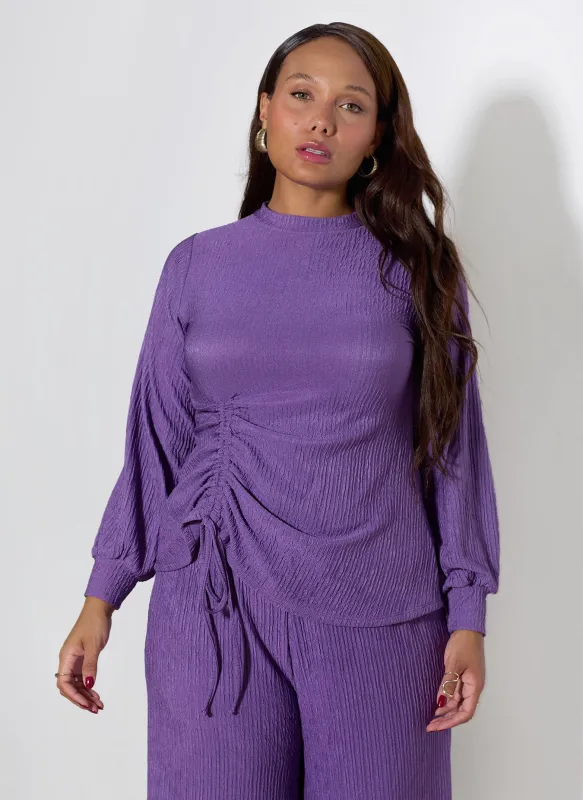 Nicole Textured Drawstring Detail Top sold by Rebdolls