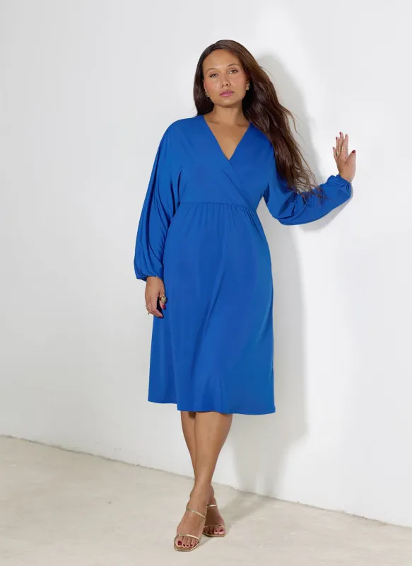 Amber Puff Sleeves A-Line Midi Dress sold by Rebdolls