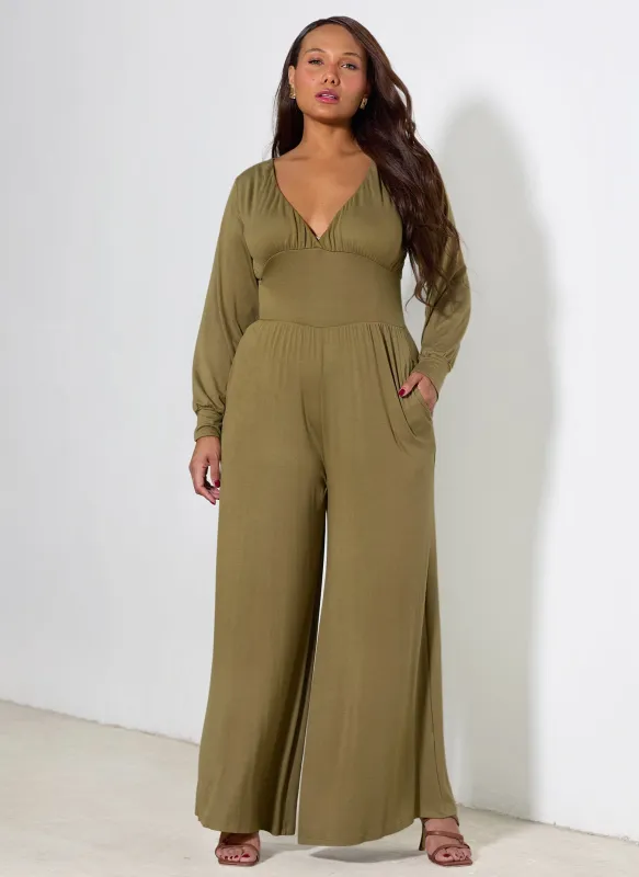 Susan Drop Waist Wide Leg Jumpsuit sold by Rebdolls