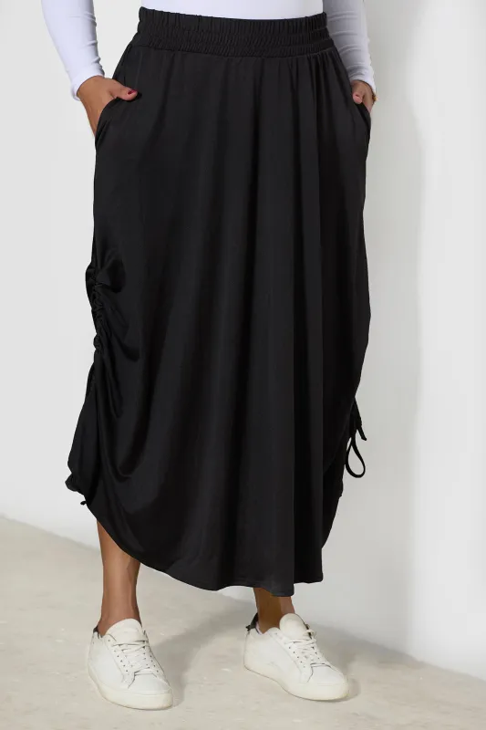 Kayla Ruched A-Line Midi Skirt sold by Rebdolls