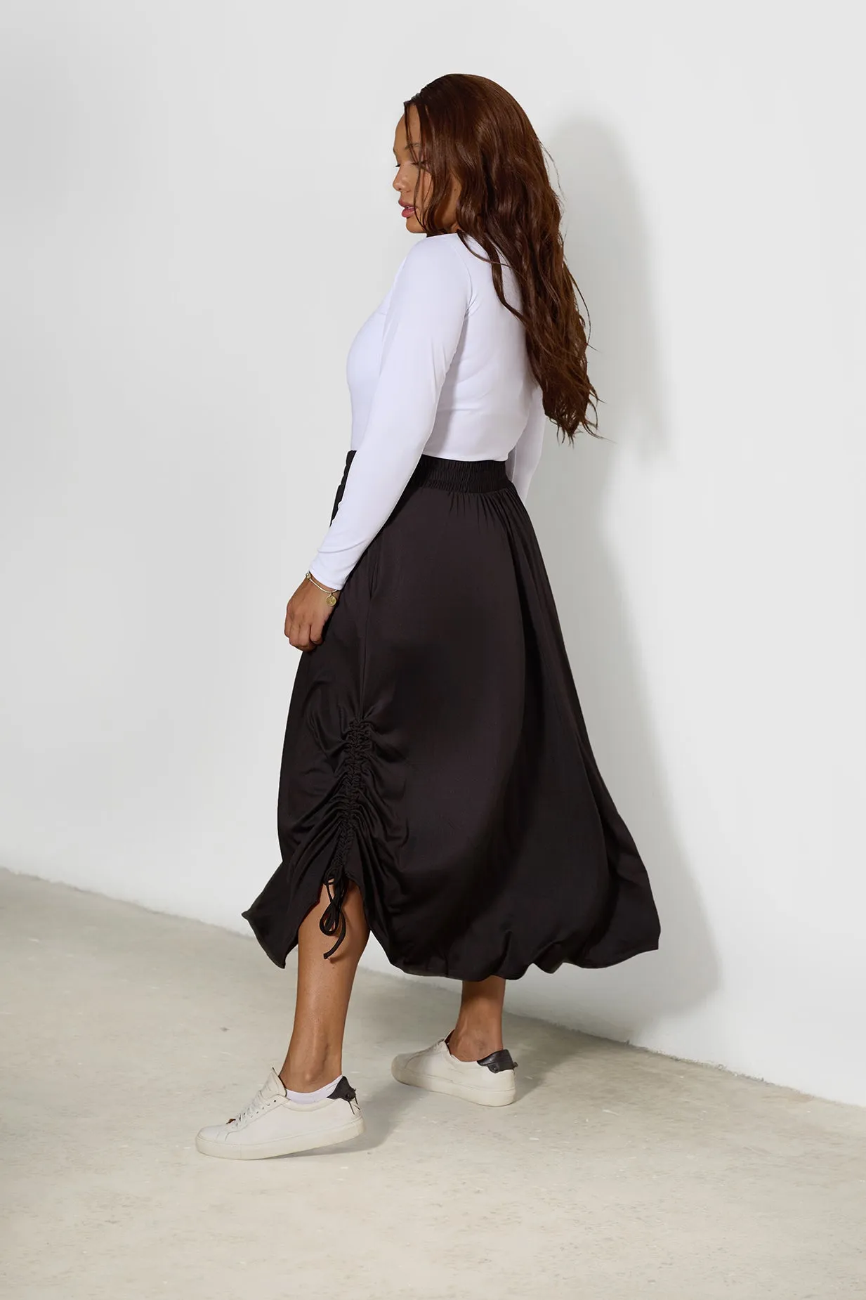 Kayla Ruched A-Line Midi Skirt sold by Rebdolls product image thumbnail 4