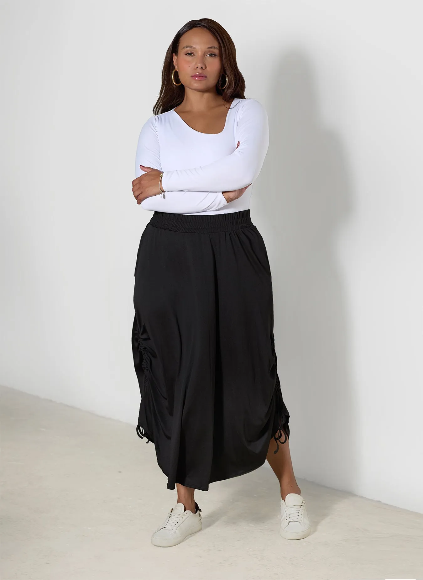 Kayla Ruched A-Line Midi Skirt sold by Rebdolls product image thumbnail 3