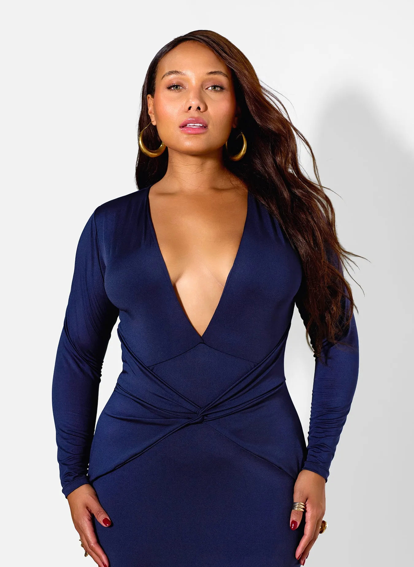 Eloise Deep Plunge Knotted Maxi Dress sold by Rebdolls product image thumbnail 2