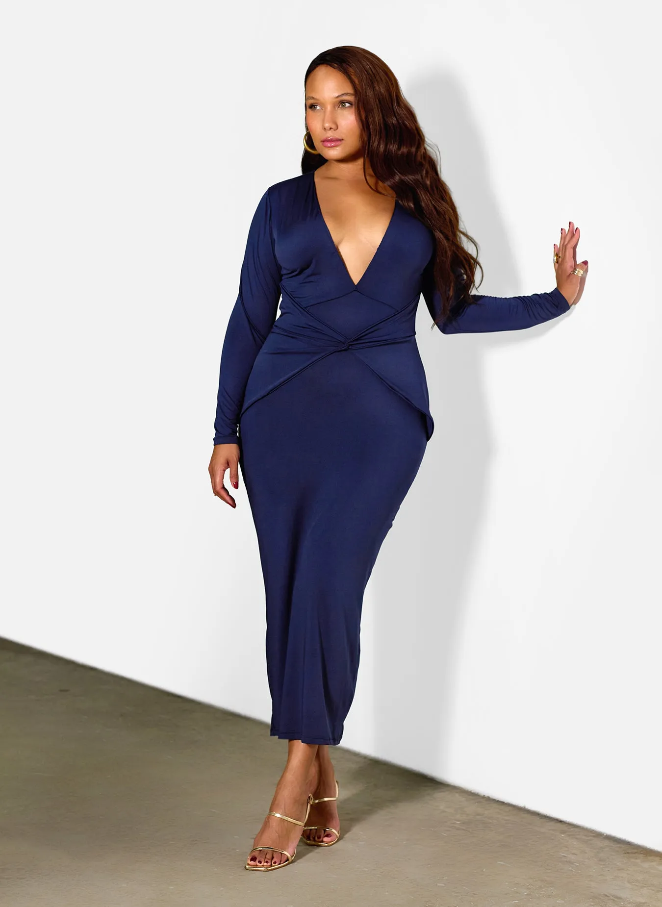 Eloise Deep Plunge Knotted Maxi Dress sold by Rebdolls product image thumbnail 3