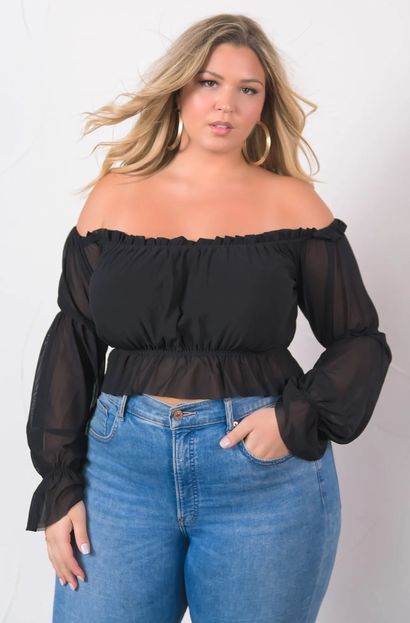 What I Please Over The Shoulder Sheer Top sold by Rebdolls product image thumbnail 2