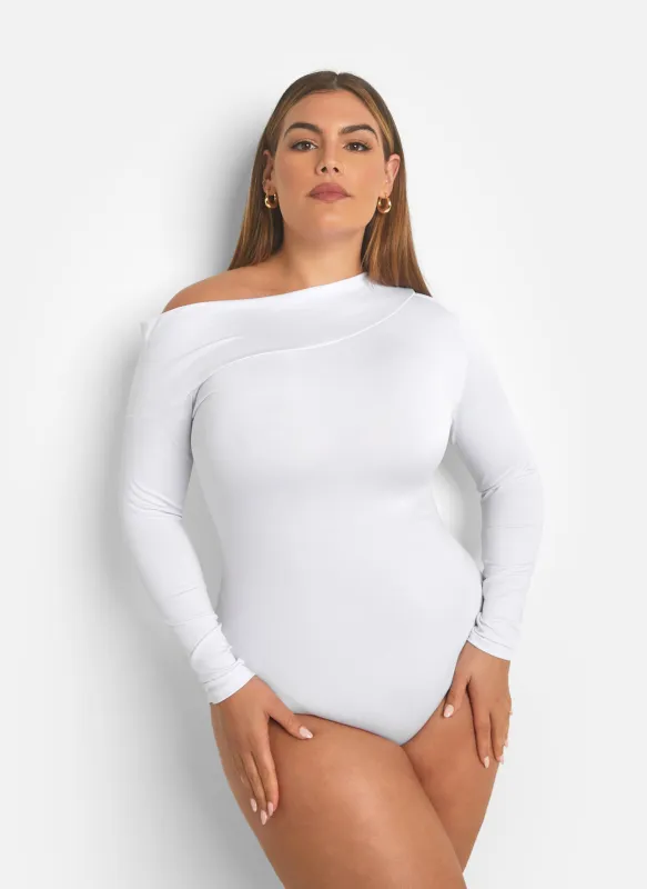 The Nominee Asymmetrical Neckline Bodysuit sold by Rebdolls