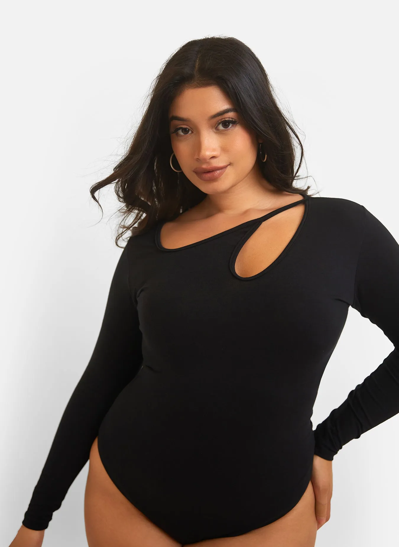 Piece of You Cut Out Long Sleeve Bodysuit - Black sold by Rebdolls