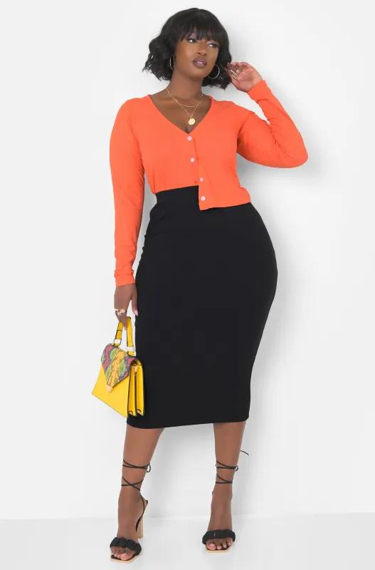 Essential Bodycon Midi Skirt - Black sold by Rebdolls