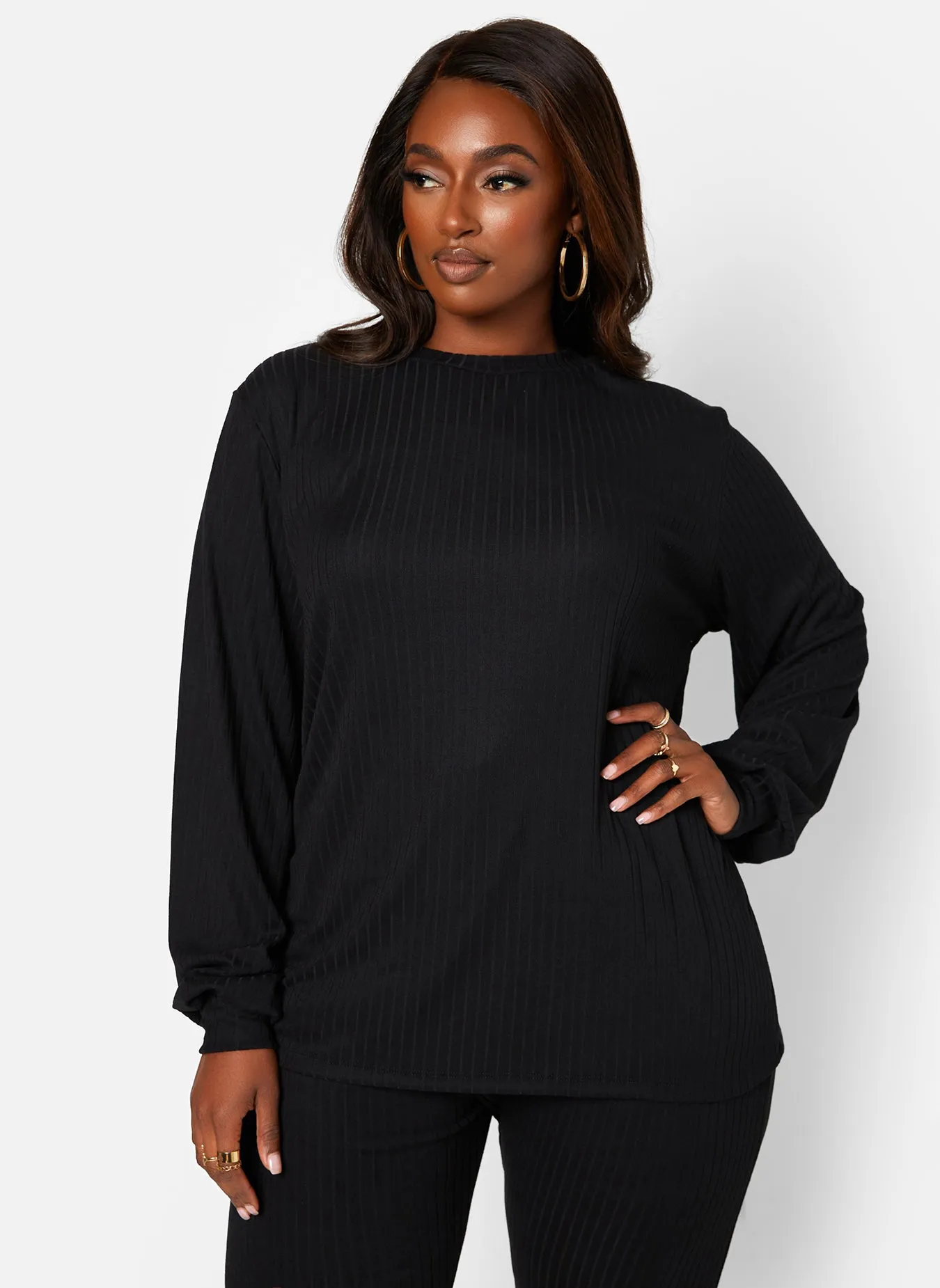 Ease Up Ribbed Oversized Shirt & Joggers Set - Black sold by Rebdolls product image thumbnail 4