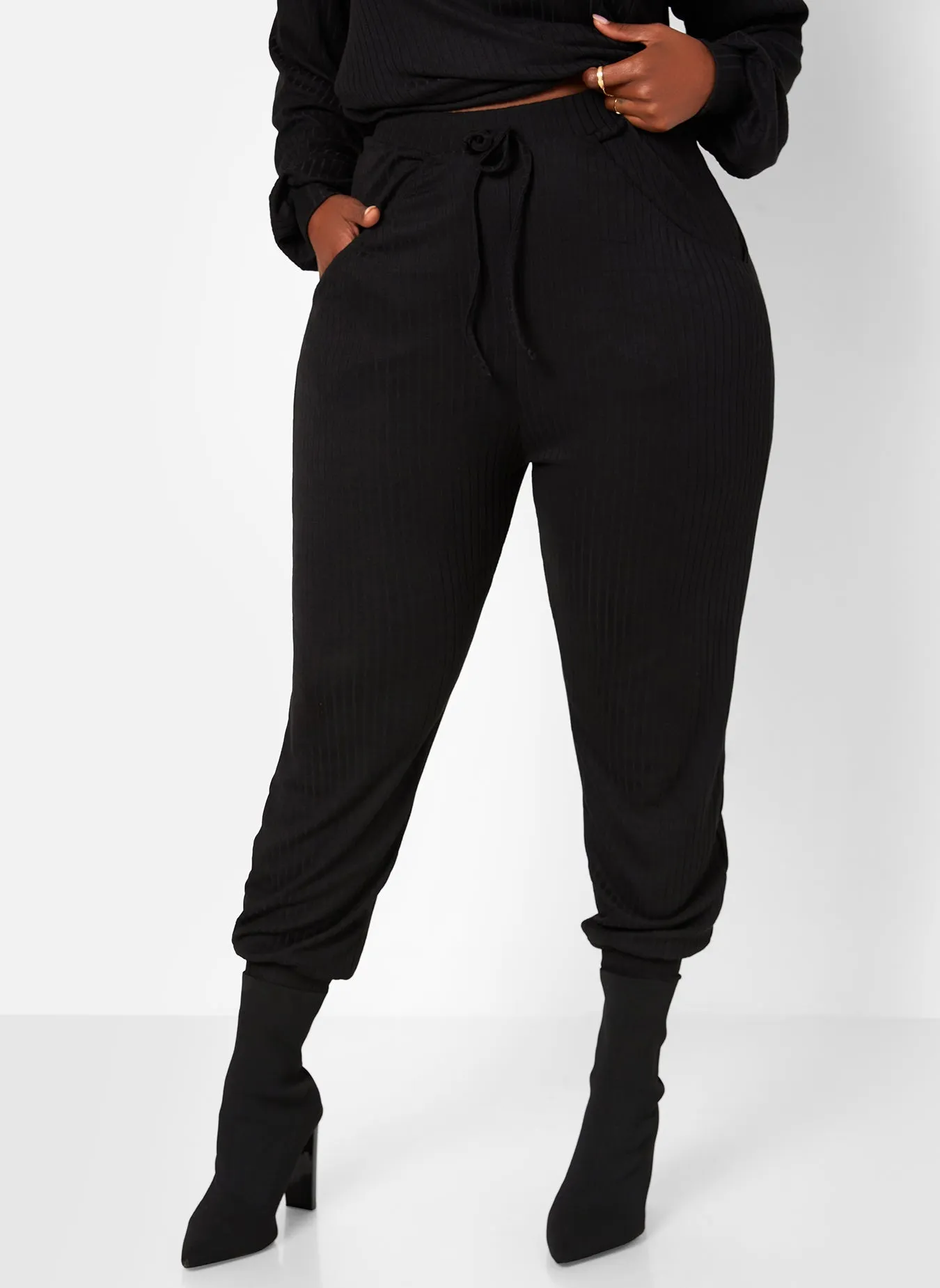 Ease Up Ribbed Oversized Shirt & Joggers Set - Black sold by Rebdolls product image thumbnail 5