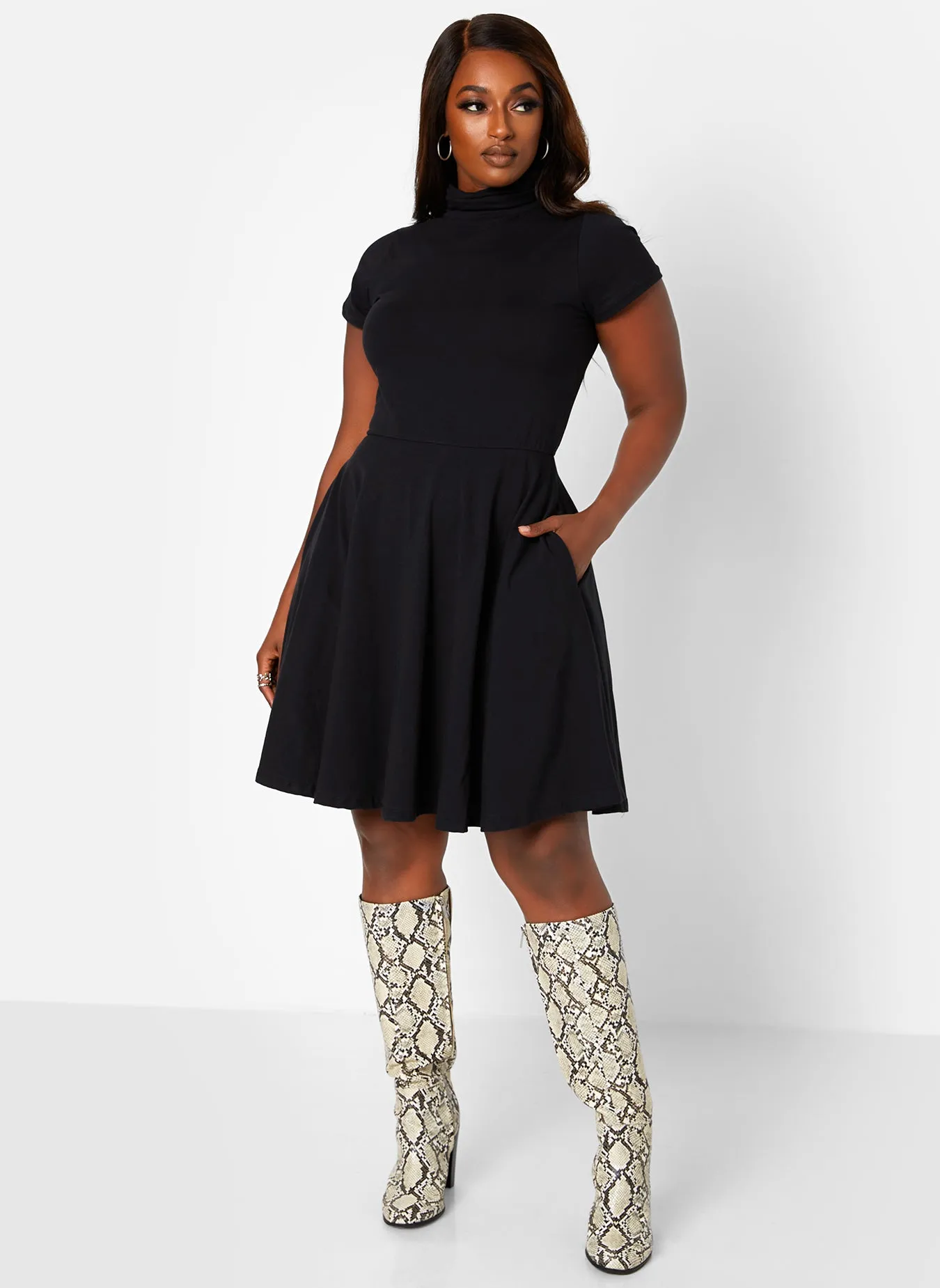 Win Me Over Turtleneck Mini Skater Dress W. Pockets sold by Rebdolls product image thumbnail 2