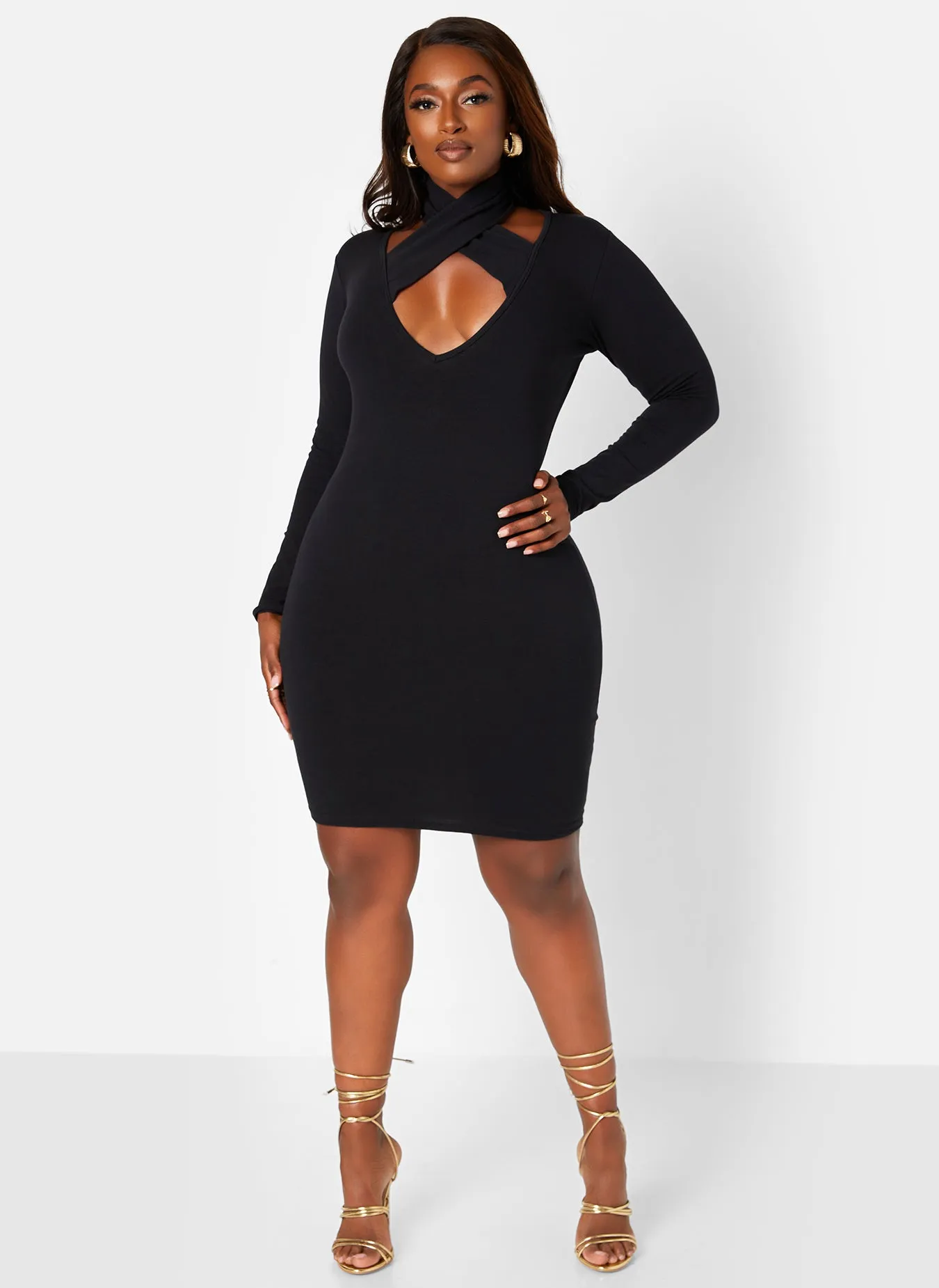 Party Vibes Caged Long Sleeve Bodycon Mini Dress sold by Rebdolls product image thumbnail 3