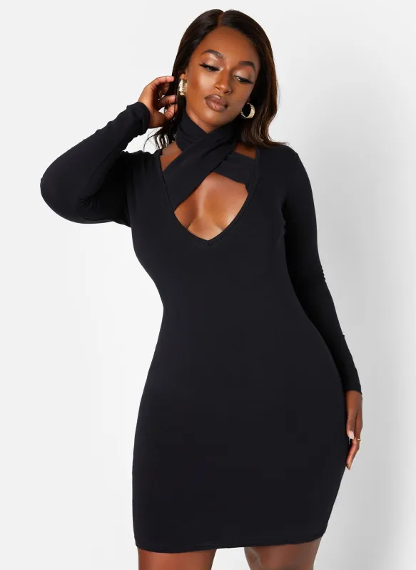 Party Vibes Caged Long Sleeve Bodycon Mini Dress sold by Rebdolls