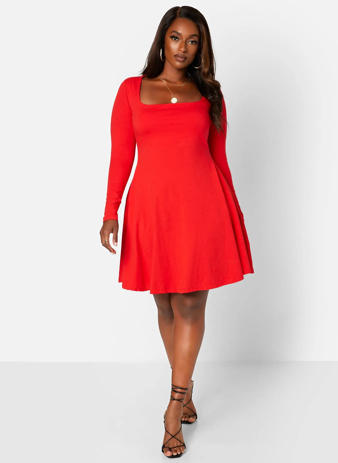 JoJo Square Neck Mini Skater Dress sold by Rebdolls product image thumbnail 3