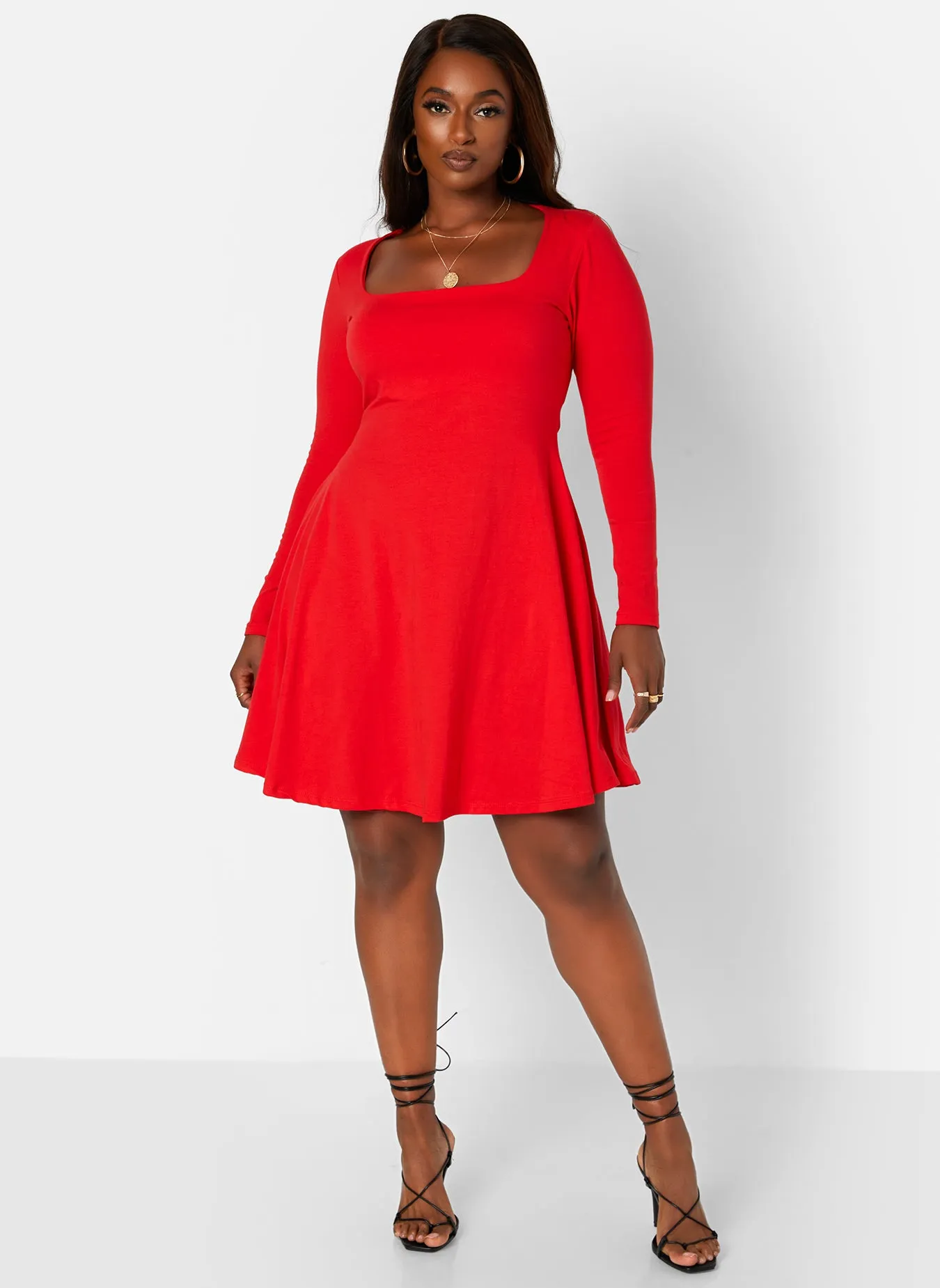 JoJo Square Neck Mini Skater Dress sold by Rebdolls product image thumbnail 4