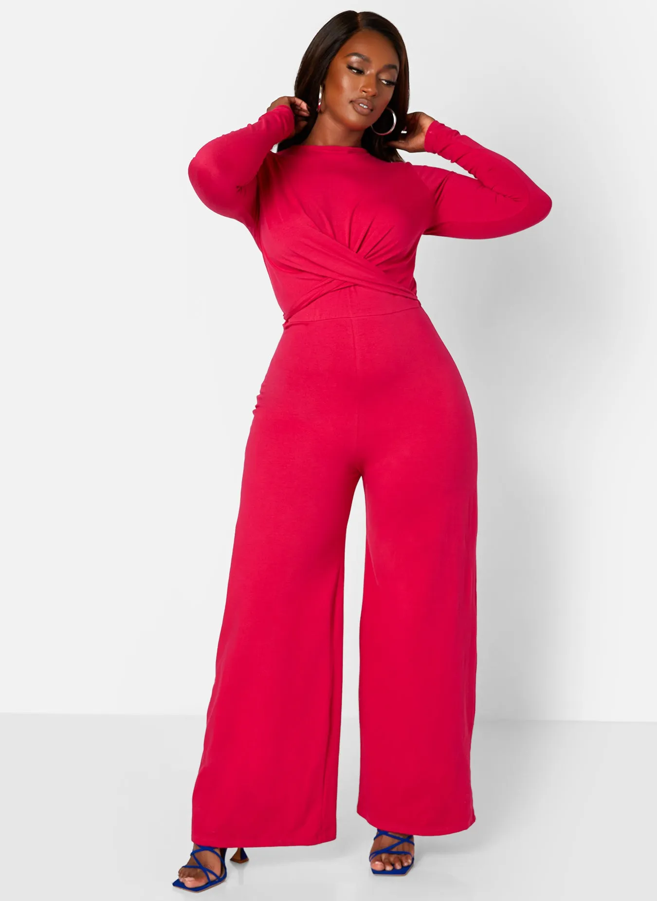 Key To The City Twist Front Wide Leg Jumpsuit sold by Rebdolls