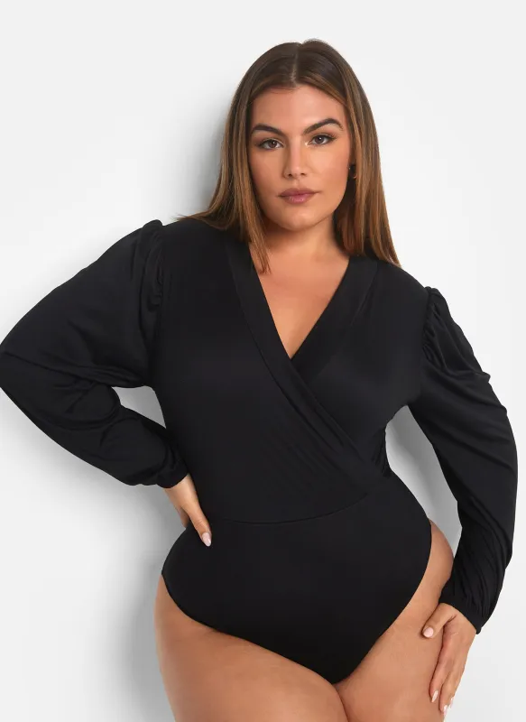 Adina V Neck Puff Sleeve Bodysuit sold by Rebdolls