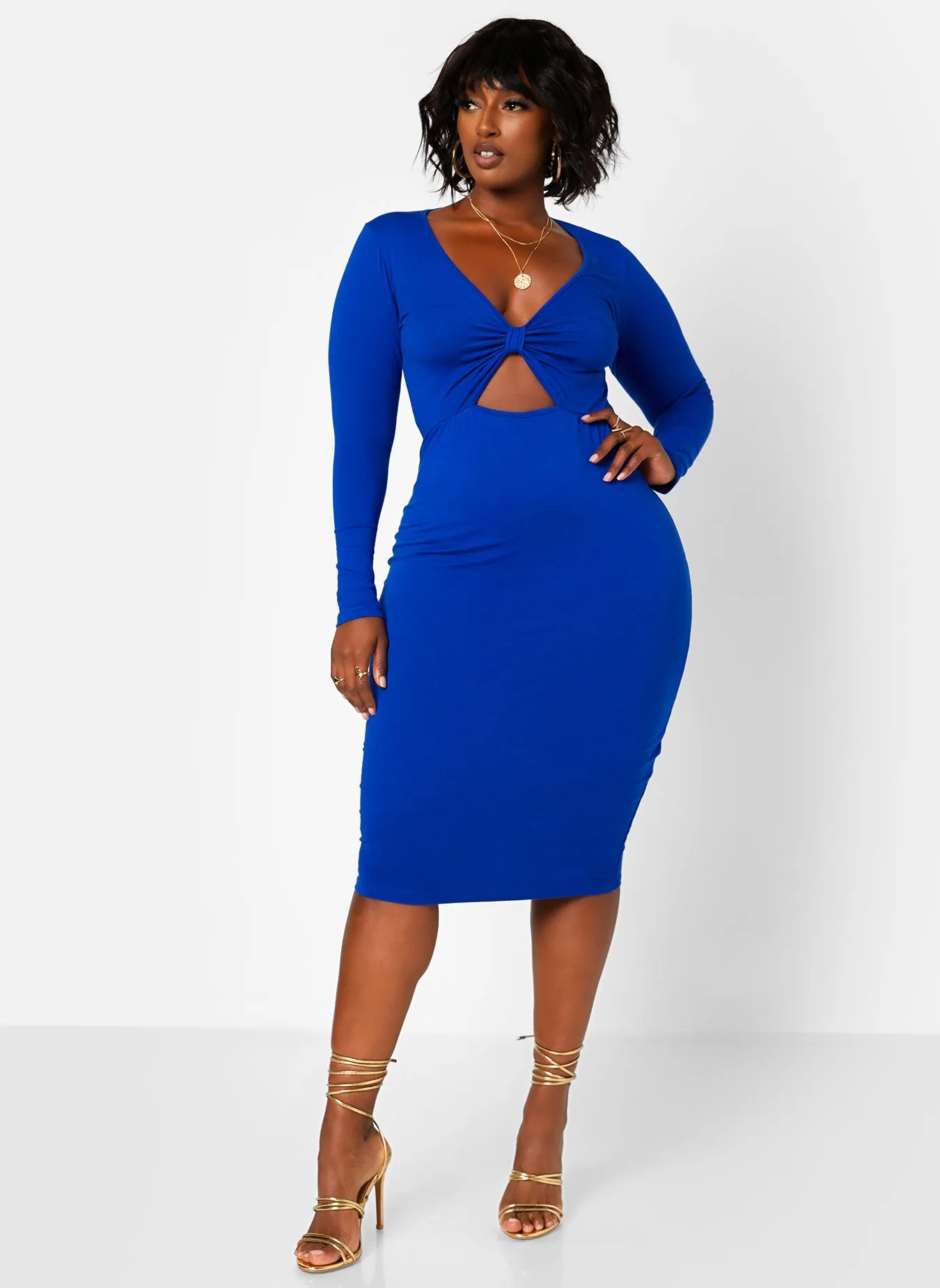 Supernova Knotted Keyhole Midi Bodycon Dress - Royal Blue sold by Rebdolls product image thumbnail 3