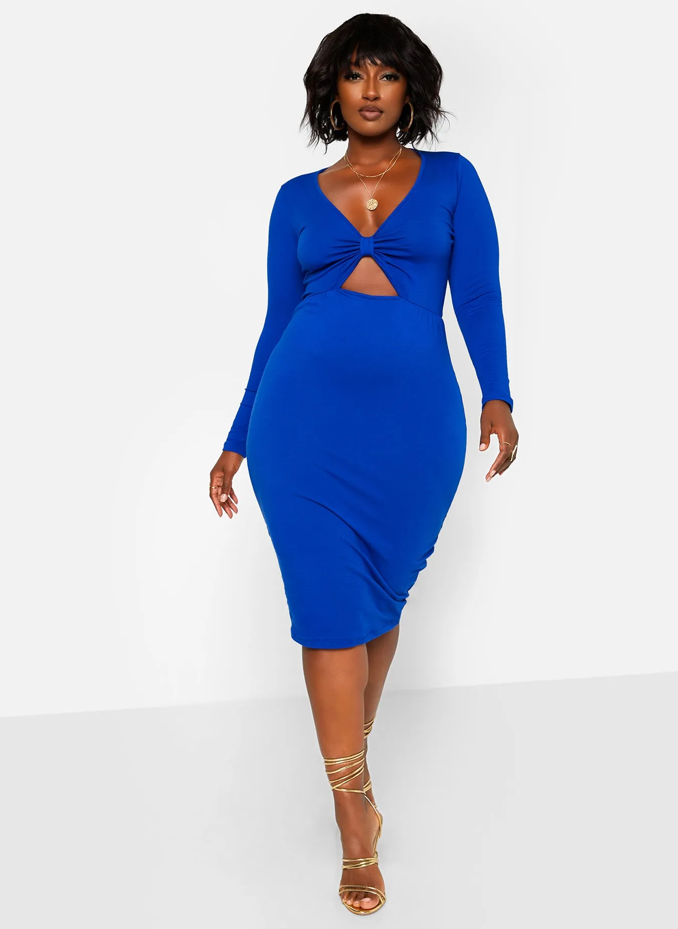 Supernova Knotted Keyhole Midi Bodycon Dress - Royal Blue sold by Rebdolls product image thumbnail 4