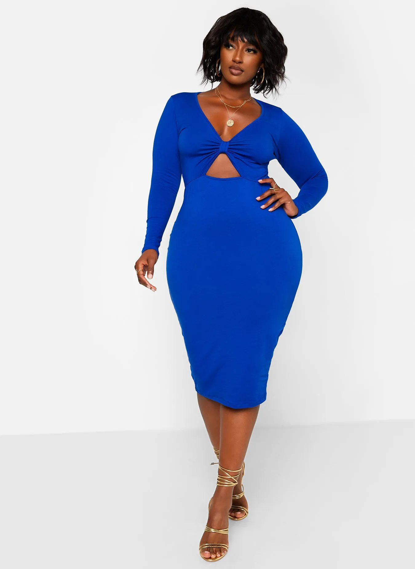 Supernova Knotted Keyhole Midi Bodycon Dress - Royal Blue sold by Rebdolls product image thumbnail 2