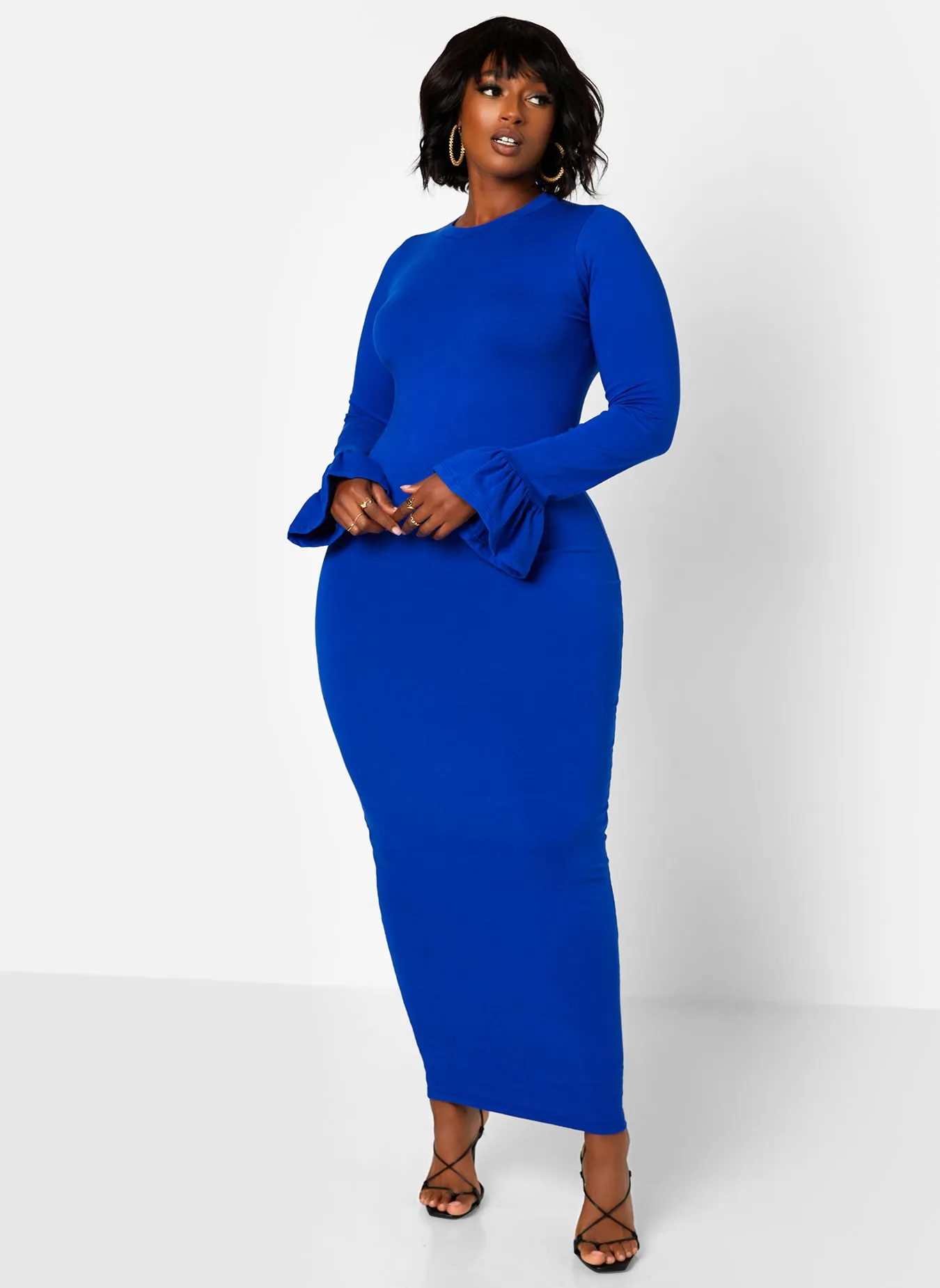 Essential Bell Sleeve Maxi Bodycon Dress - Royal Blue sold by Rebdolls product image thumbnail 3