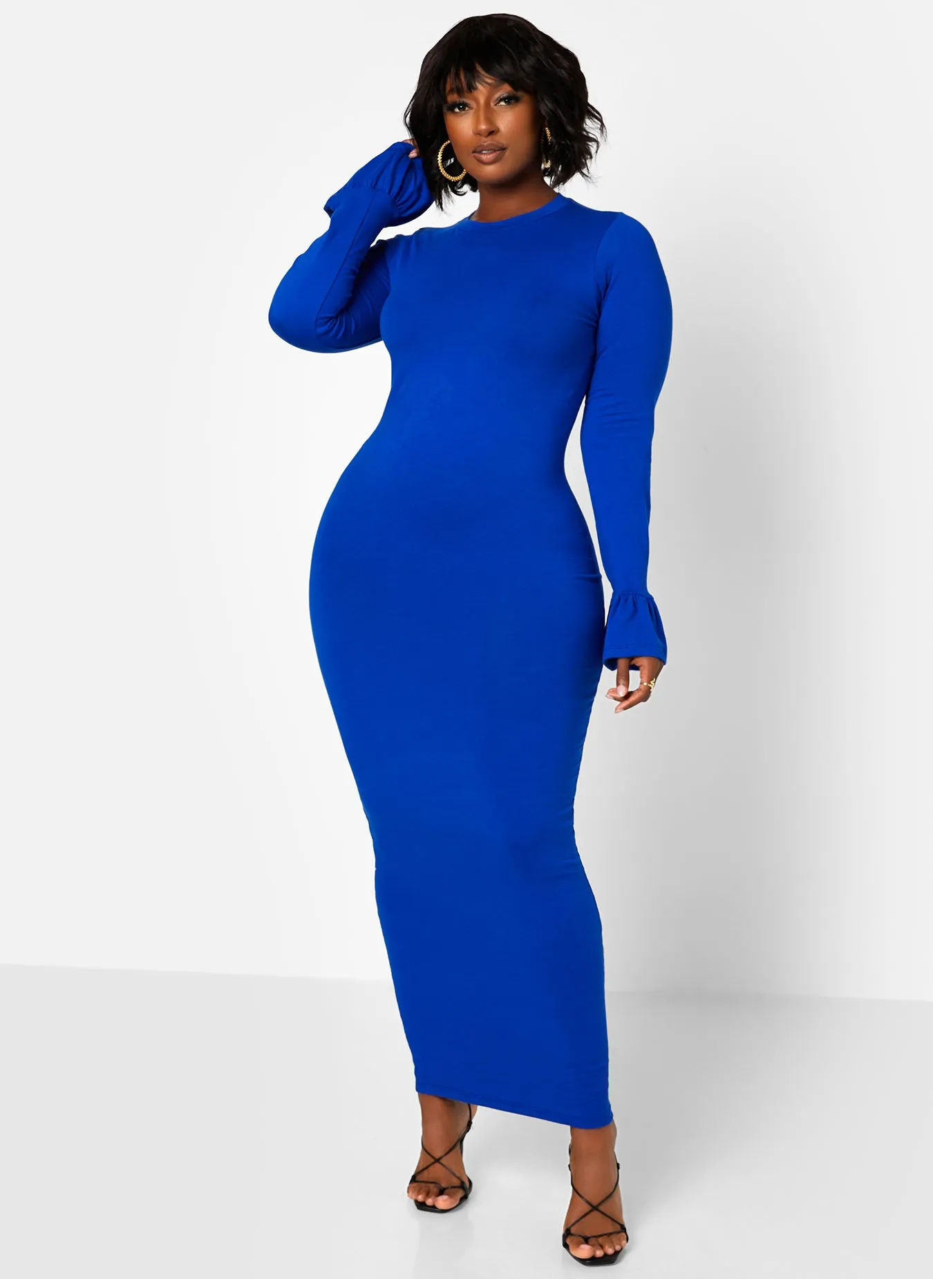 Essential Bell Sleeve Maxi Bodycon Dress - Royal Blue sold by Rebdolls product image thumbnail 2