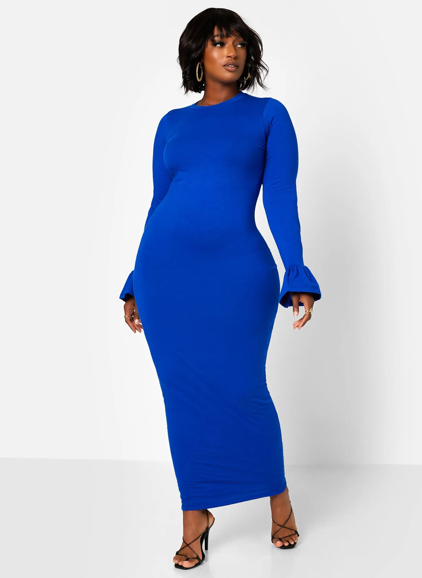 Essential Bell Sleeve Maxi Bodycon Dress - Royal Blue sold by Rebdolls product image thumbnail 4
