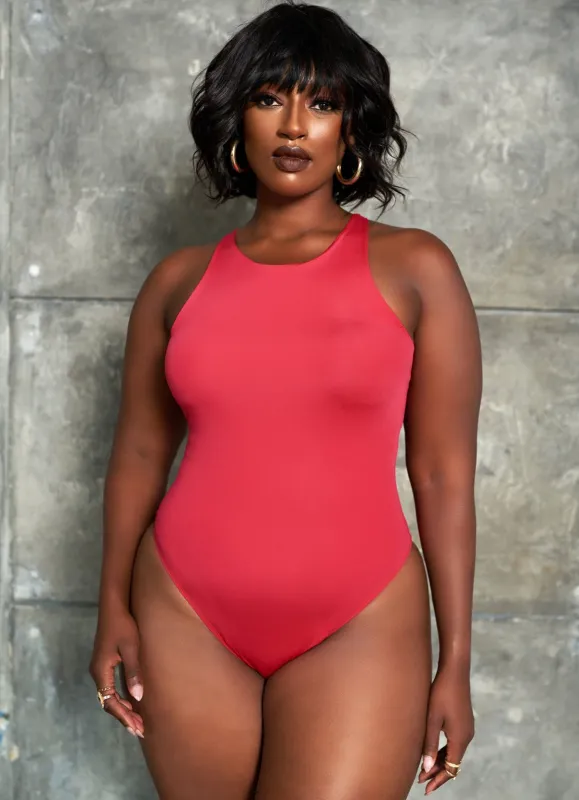 Essential Halter Neck Bodysuit - Fuchsia sold by Rebdolls