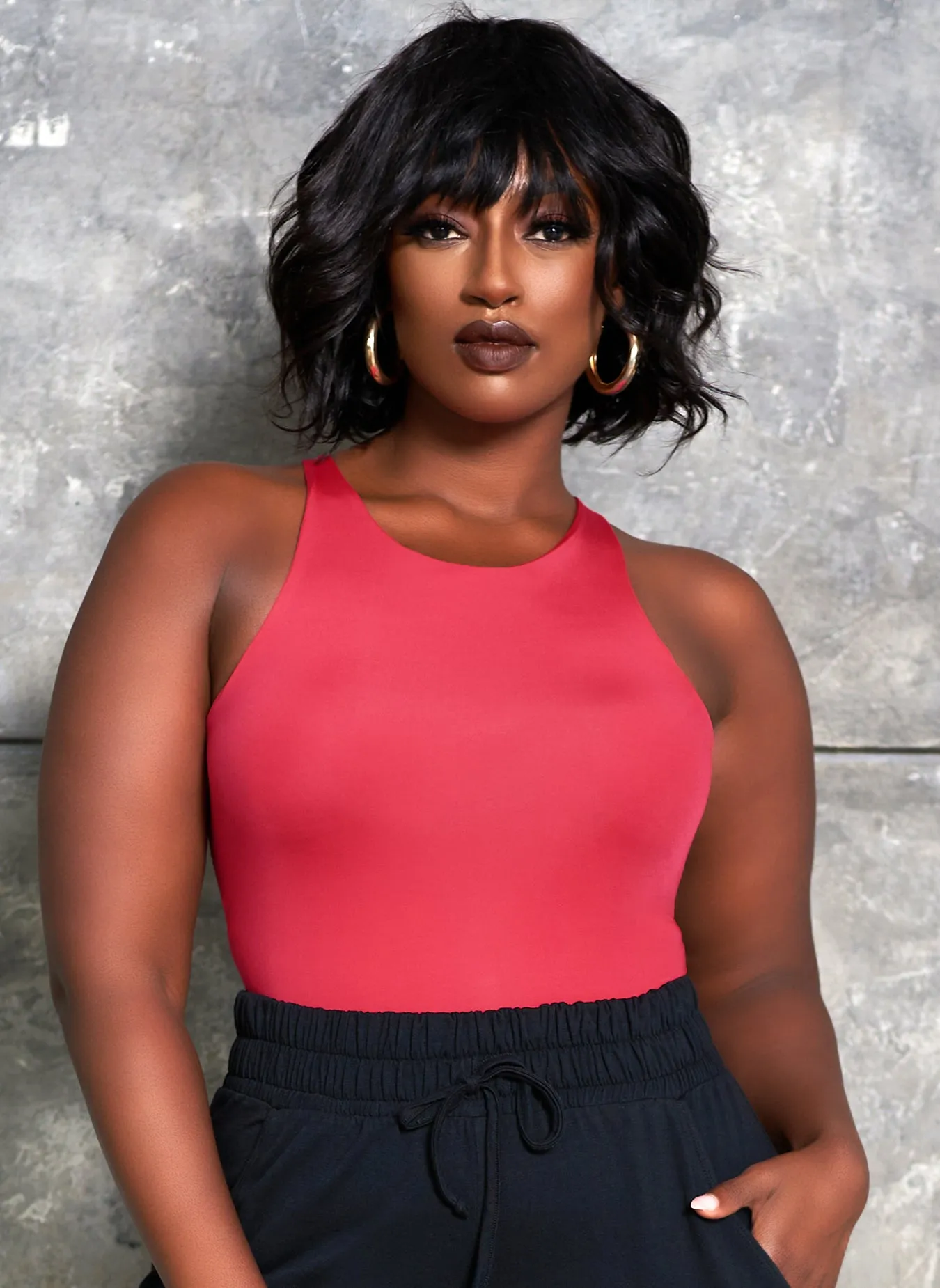 Essential Halter Neck Bodysuit - Fuchsia sold by Rebdolls product image thumbnail 2