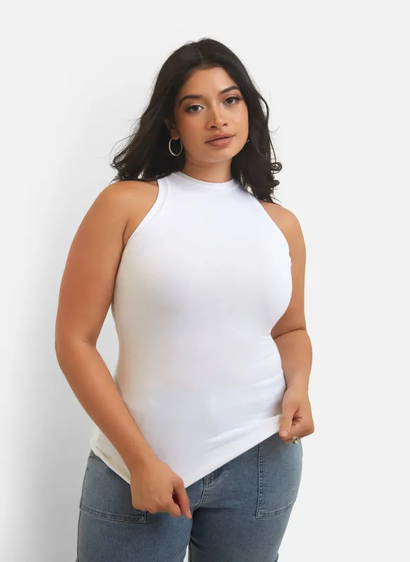 Essential High Neck Tank Top - White sold by Rebdolls