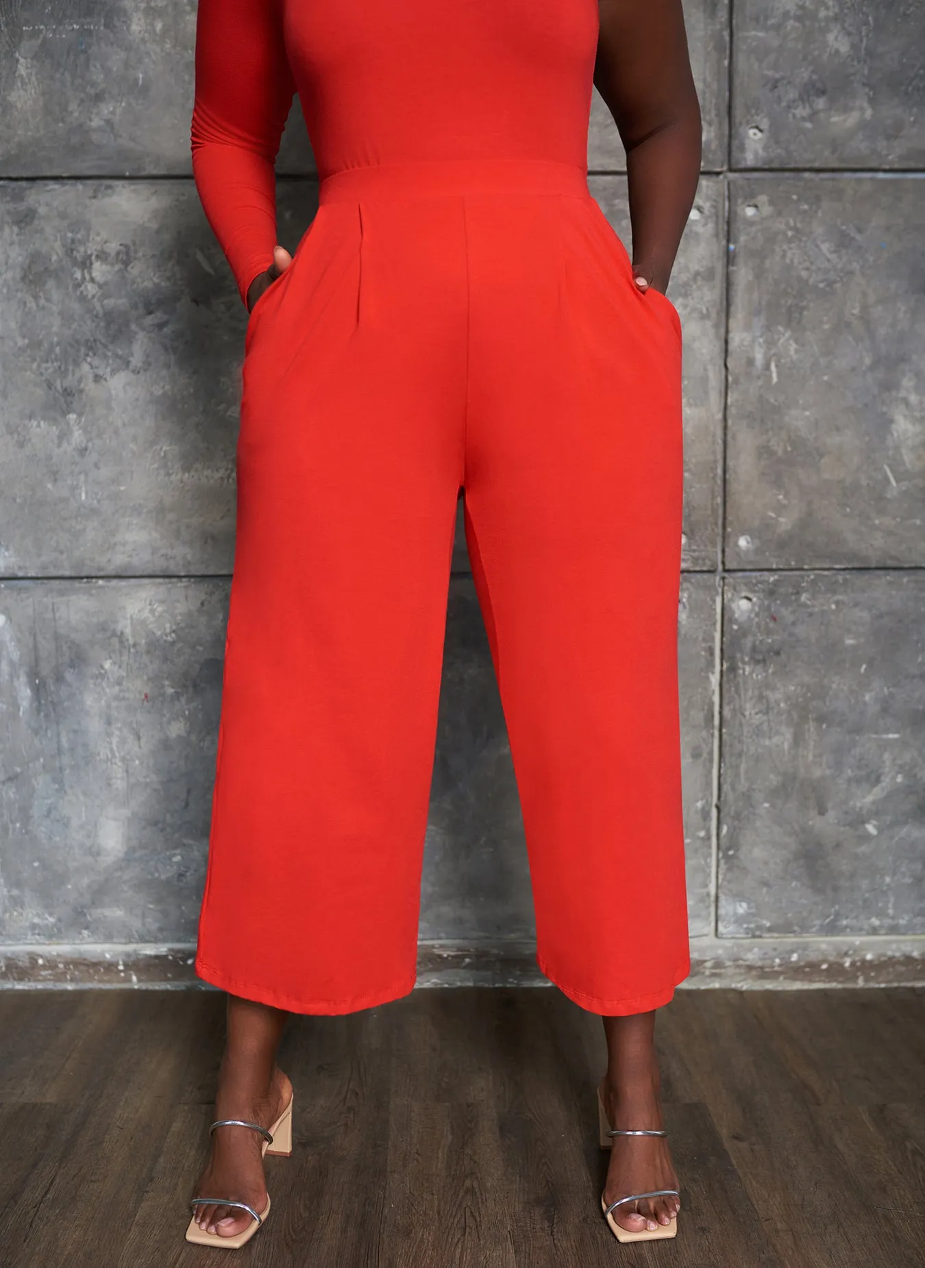 Essential Cropped Wide Leg Pants - Red sold by Rebdolls product image thumbnail 3