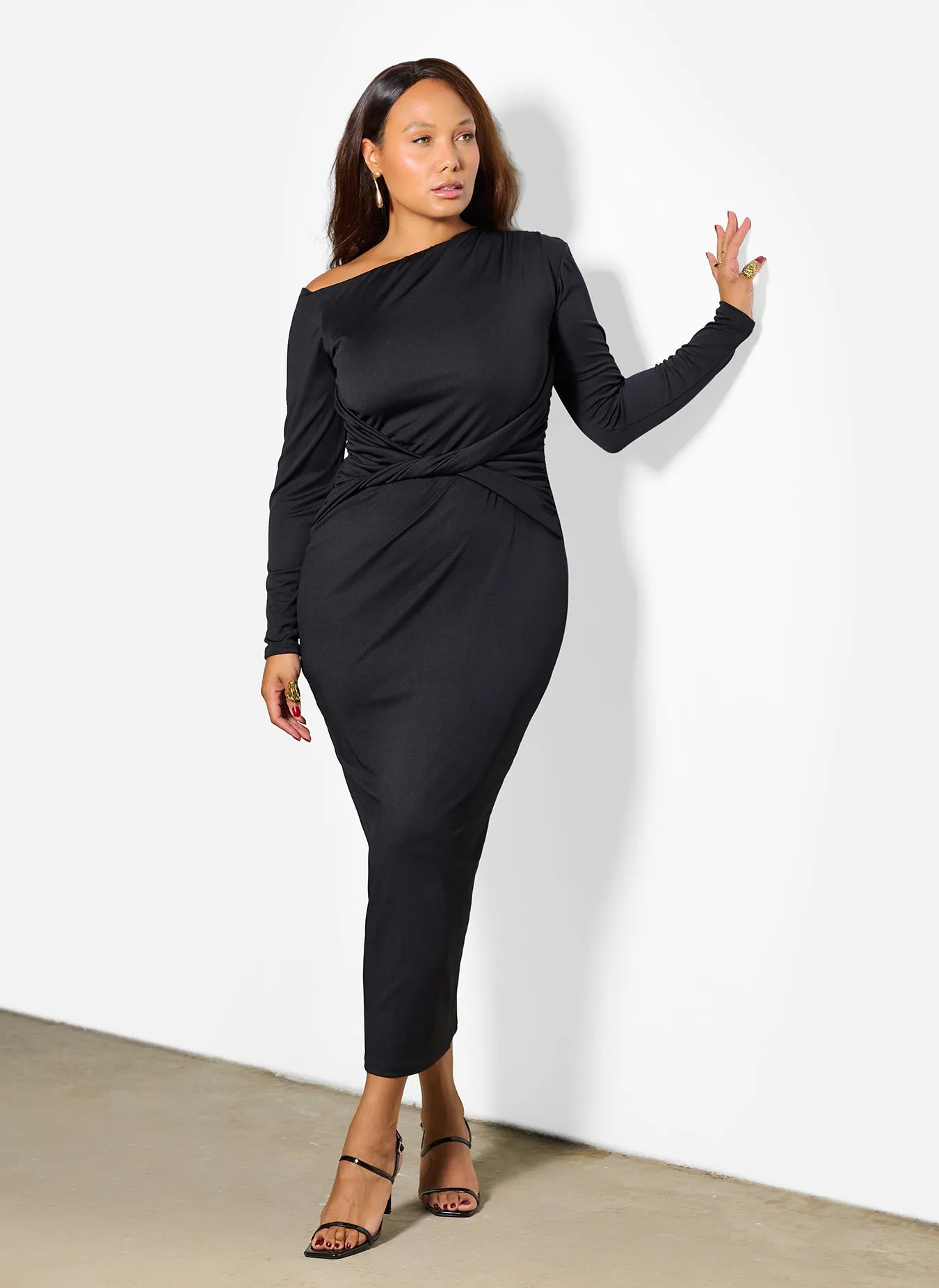 Candice Asymmetrical Neckline Knotted Maxi Dress sold by Rebdolls product image thumbnail 2