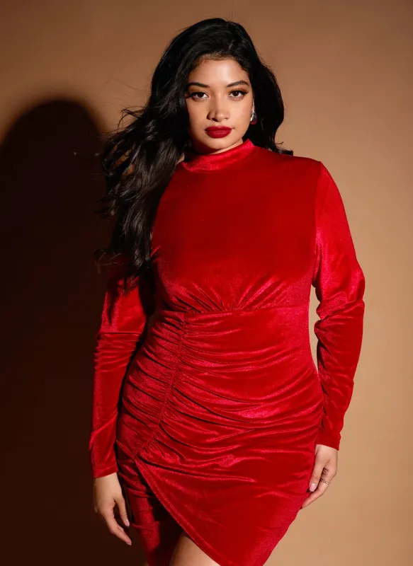 Sagittarius Babe Velvet Turtleneck Ruched Mini Bodycon Dress sold by Rebdolls