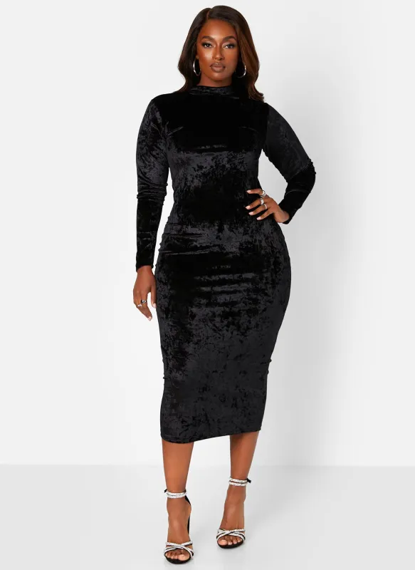 Just Last Night Velvet Turtleneck Midi Bodycon Dress sold by Rebdolls