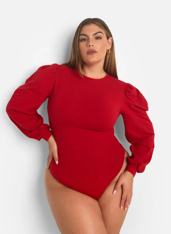 Catch Up Puff Sleeve Bodysuit - Red sold by Rebdolls